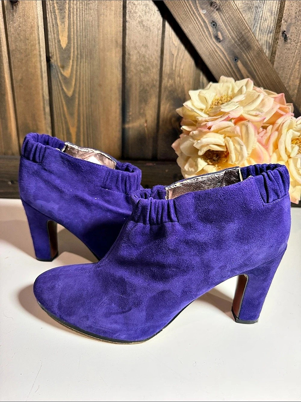 Sam Edelman Purple Suede Heeled Ankle Boots
